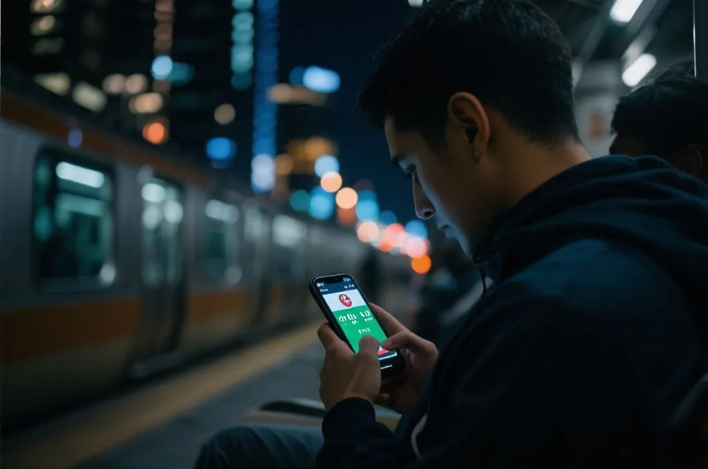 球迷在手机上查看世界杯实时比分和提醒通知